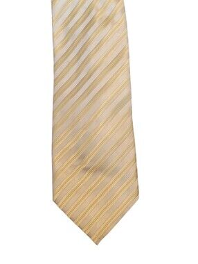 Bergamo New York Men's Classic Striped Gold Yellow Silk Tie OS